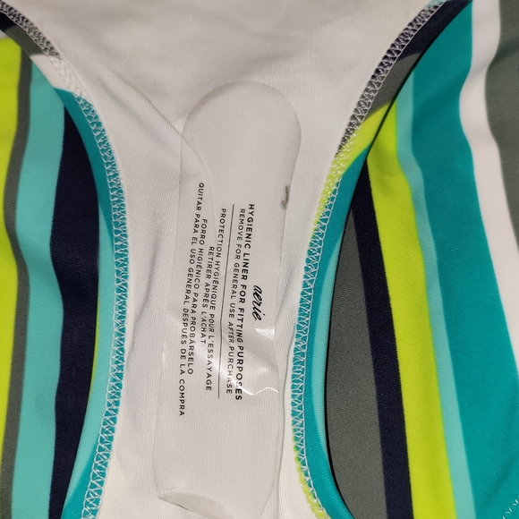 Aerie Swim Bikini Vertical Stripes Blue, Green, White Size Small New With Tag - Picture 7 of 9